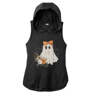 Halloween Coquette Ghost Flower Ghost Spooky Lace Ghost Gift Ladies PosiCharge Tri-Blend Wicking Draft Hoodie Tank