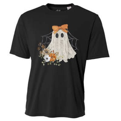 Halloween Coquette Ghost Flower Ghost Spooky Lace Ghost Gift Cooling Performance Crew T-Shirt