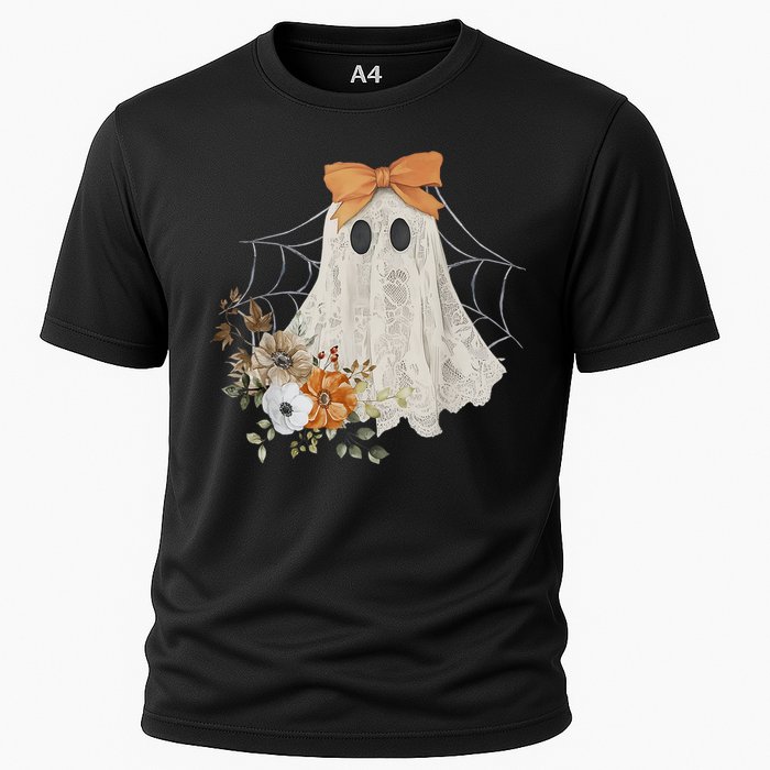 Halloween Coquette Ghost Flower Ghost Spooky Lace Ghost Gift Cooling Performance Crew T-Shirt