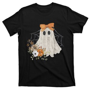 Halloween Coquette Ghost Flower Ghost Spooky Lace Ghost Gift T-Shirt