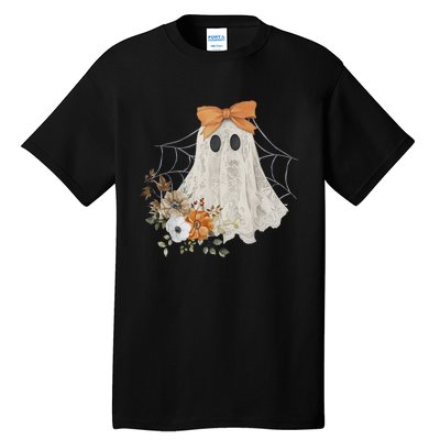 Halloween Coquette Ghost Flower Ghost Spooky Lace Ghost Gift Tall T-Shirt