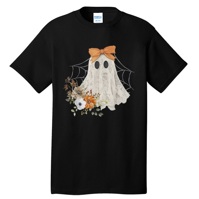 Halloween Coquette Ghost Flower Ghost Spooky Lace Ghost Gift Tall T-Shirt