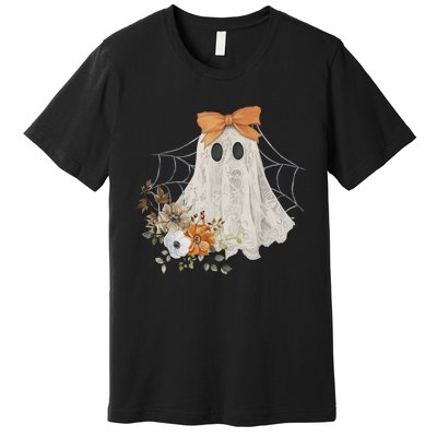 Halloween Coquette Ghost Flower Ghost Spooky Lace Ghost Gift Premium T-Shirt