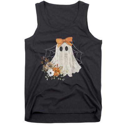 Halloween Coquette Ghost Flower Ghost Spooky Lace Ghost Gift Tank Top