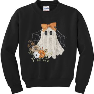 Halloween Coquette Ghost Flower Ghost Spooky Lace Ghost Gift Kids Sweatshirt