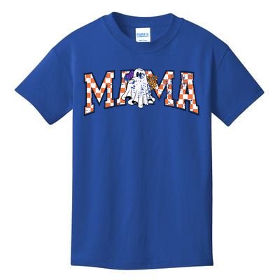 Halloween Checkered Ghost Mama Retro Spooky Mom Life Gift Kids T-Shirt