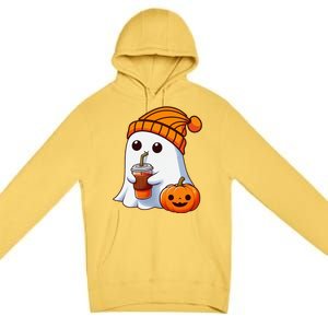 Halloween Costume Ghost Drinking Pumpkin Gift Premium Pullover Hoodie