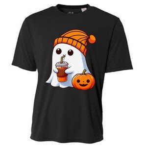 Halloween Costume Ghost Drinking Pumpkin Gift Cooling Performance Crew T-Shirt