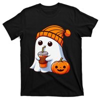 Halloween Costume Ghost Drinking Pumpkin Gift T-Shirt