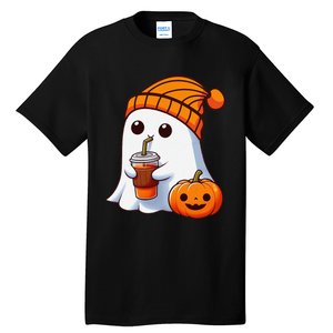 Halloween Costume Ghost Drinking Pumpkin Gift Tall T-Shirt