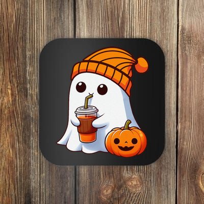 Halloween Costume Ghost Drinking Pumpkin Gift Coaster