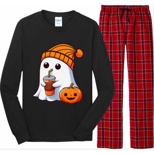 Halloween Costume Ghost Drinking Pumpkin Gift Long Sleeve Pajama Set