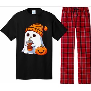 Halloween Costume Ghost Drinking Pumpkin Gift Pajama Set