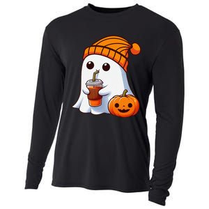 Halloween Costume Ghost Drinking Pumpkin Gift Cooling Performance Long Sleeve Crew