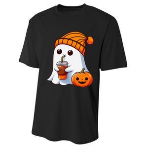 Halloween Costume Ghost Drinking Pumpkin Gift Performance Sprint T-Shirt