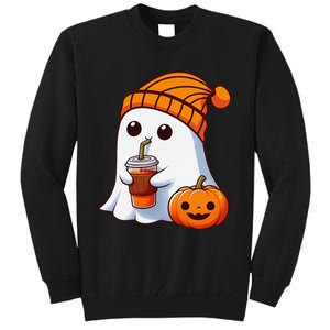 Halloween Costume Ghost Drinking Pumpkin Gift Tall Sweatshirt