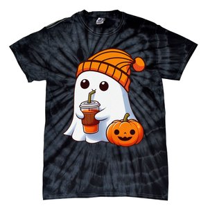 Halloween Costume Ghost Drinking Pumpkin Gift Tie-Dye T-Shirt