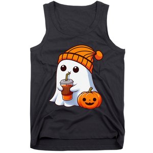 Halloween Costume Ghost Drinking Pumpkin Gift Tank Top