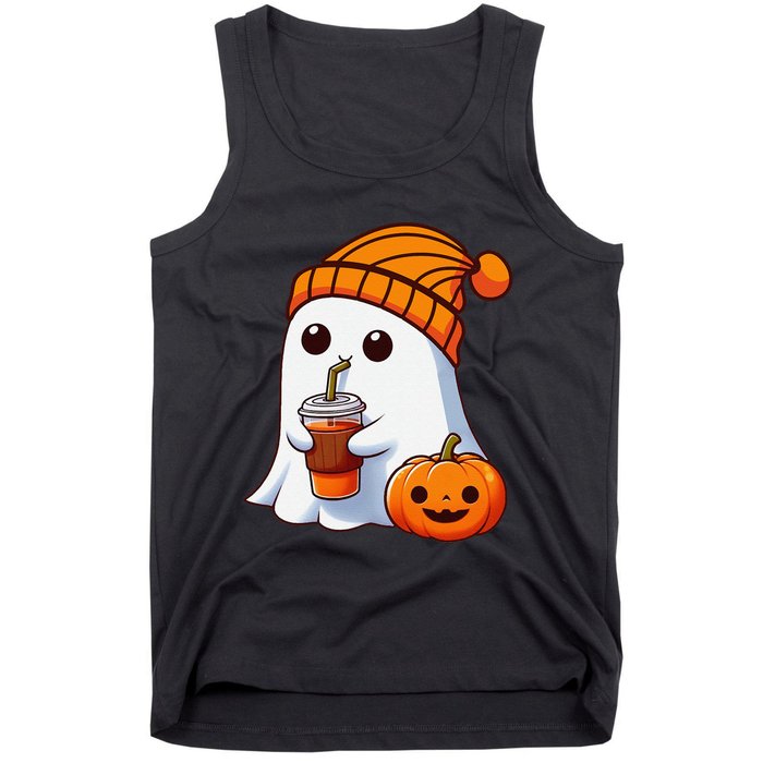 Halloween Costume Ghost Drinking Pumpkin Gift Tank Top