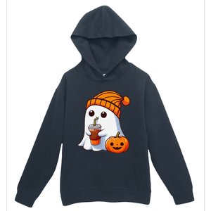 Halloween Costume Ghost Drinking Pumpkin Gift Urban Pullover Hoodie