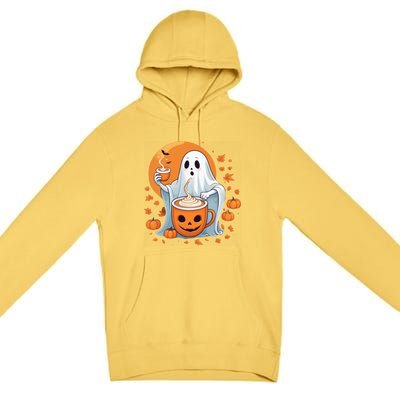 Halloween Cute Ghost Ing Pumpkin Spice Latte Coffee Cool Gift Premium Pullover Hoodie