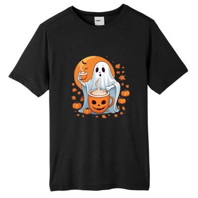 Halloween Cute Ghost Ing Pumpkin Spice Latte Coffee Cool Gift Tall Fusion ChromaSoft Performance T-Shirt