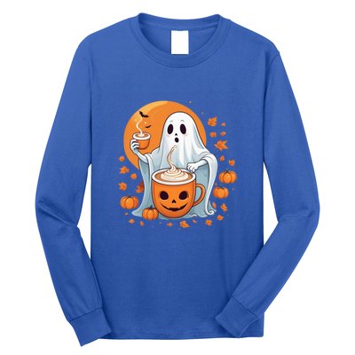 Halloween Cute Ghost Ing Pumpkin Spice Latte Coffee Cool Gift Long Sleeve Shirt