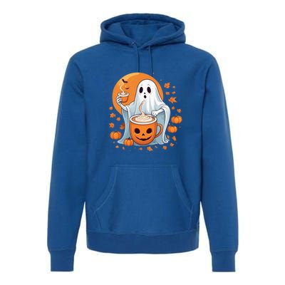 Halloween Cute Ghost Ing Pumpkin Spice Latte Coffee Cool Gift Premium Hoodie