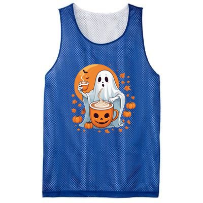 Halloween Cute Ghost Ing Pumpkin Spice Latte Coffee Cool Gift Mesh Reversible Basketball Jersey Tank