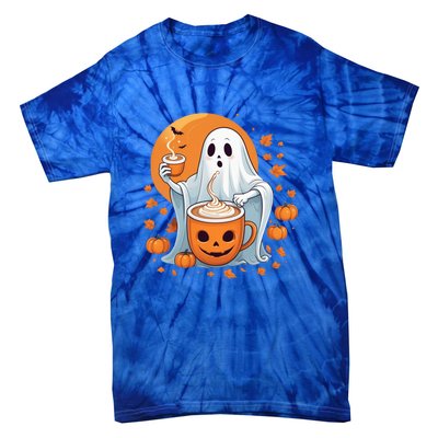 Halloween Cute Ghost Ing Pumpkin Spice Latte Coffee Cool Gift Tie-Dye T-Shirt