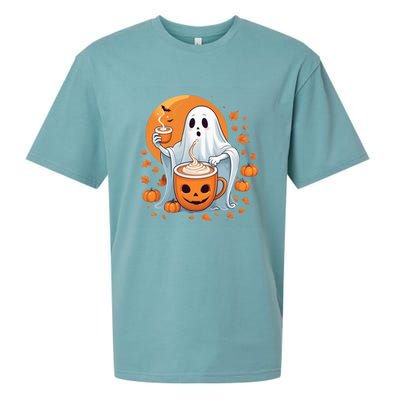 Halloween Cute Ghost Ing Pumpkin Spice Latte Coffee Cool Gift Sueded Cloud Jersey T-Shirt