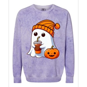 Halloween Costume Ghost Drinking Pumpkin Colorblast Crewneck Sweatshirt