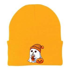 Halloween Costume Ghost Drinking Pumpkin Knit Cap Winter Beanie