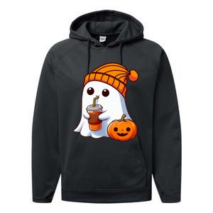 Halloween Costume Ghost Drinking Pumpkin Performance Fleece Hoodie