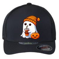 Halloween Costume Ghost Drinking Pumpkin Flexfit Unipanel Trucker Cap