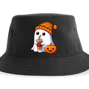 Halloween Costume Ghost Drinking Pumpkin Sustainable Bucket Hat