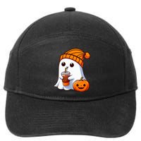 Halloween Costume Ghost Drinking Pumpkin 7-Panel Snapback Hat