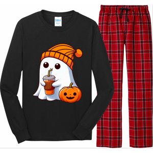 Halloween Costume Ghost Drinking Pumpkin Long Sleeve Pajama Set