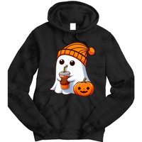 Halloween Costume Ghost Drinking Pumpkin Tie Dye Hoodie