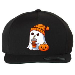 Halloween Costume Ghost Drinking Pumpkin Wool Snapback Cap