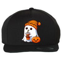 Halloween Costume Ghost Drinking Pumpkin Wool Snapback Cap