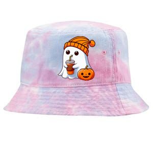 Halloween Costume Ghost Drinking Pumpkin Tie-Dyed Bucket Hat