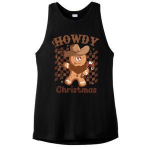 Howdy Christmas Gingerbread Retro Western Funny Cow Xmas Gift Ladies PosiCharge Tri-Blend Wicking Tank