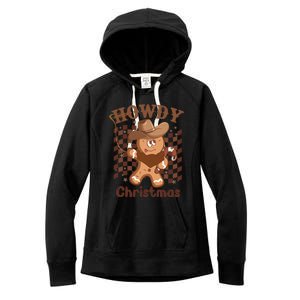 Howdy Christmas Gingerbread Retro Western Funny Cow Xmas Gift Women's Fleece Hoodie