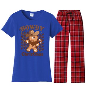 Howdy Christmas Gingerbread Retro Western Funny Cow Xmas Gift Women's Flannel Pajama Set