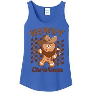 Howdy Christmas Gingerbread Retro Western Funny Cow Xmas Gift Ladies Essential Tank