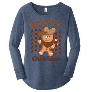 Howdy Christmas Gingerbread Retro Western Funny Cow Xmas Gift Women's Perfect Tri Tunic Long Sleeve Shirt