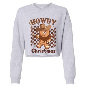 Howdy Christmas Gingerbread Retro Western Funny Cow Xmas Gift Cropped Pullover Crew