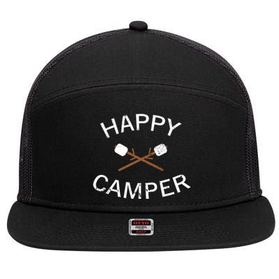 Happy Camper Gift Roasting Marshmallows Gift 7 Panel Mesh Trucker Snapback Hat