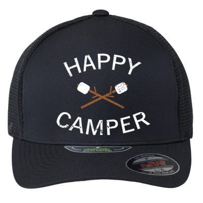 Happy Camper Gift Roasting Marshmallows Gift Flexfit Unipanel Trucker Cap